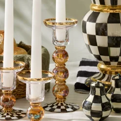 Courtly Check Large Glass Candlestick