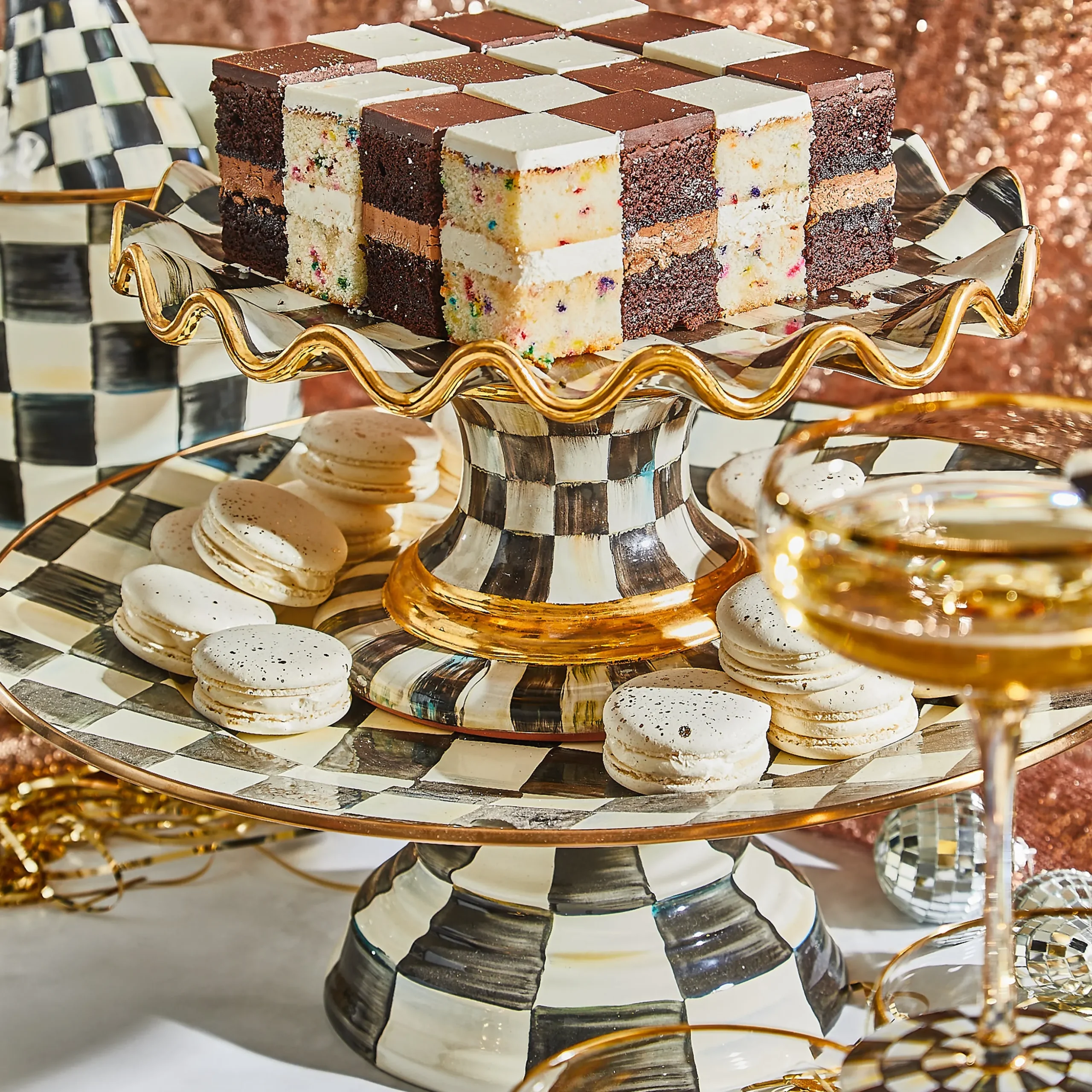 Courtly Check Large Pedestal Platter