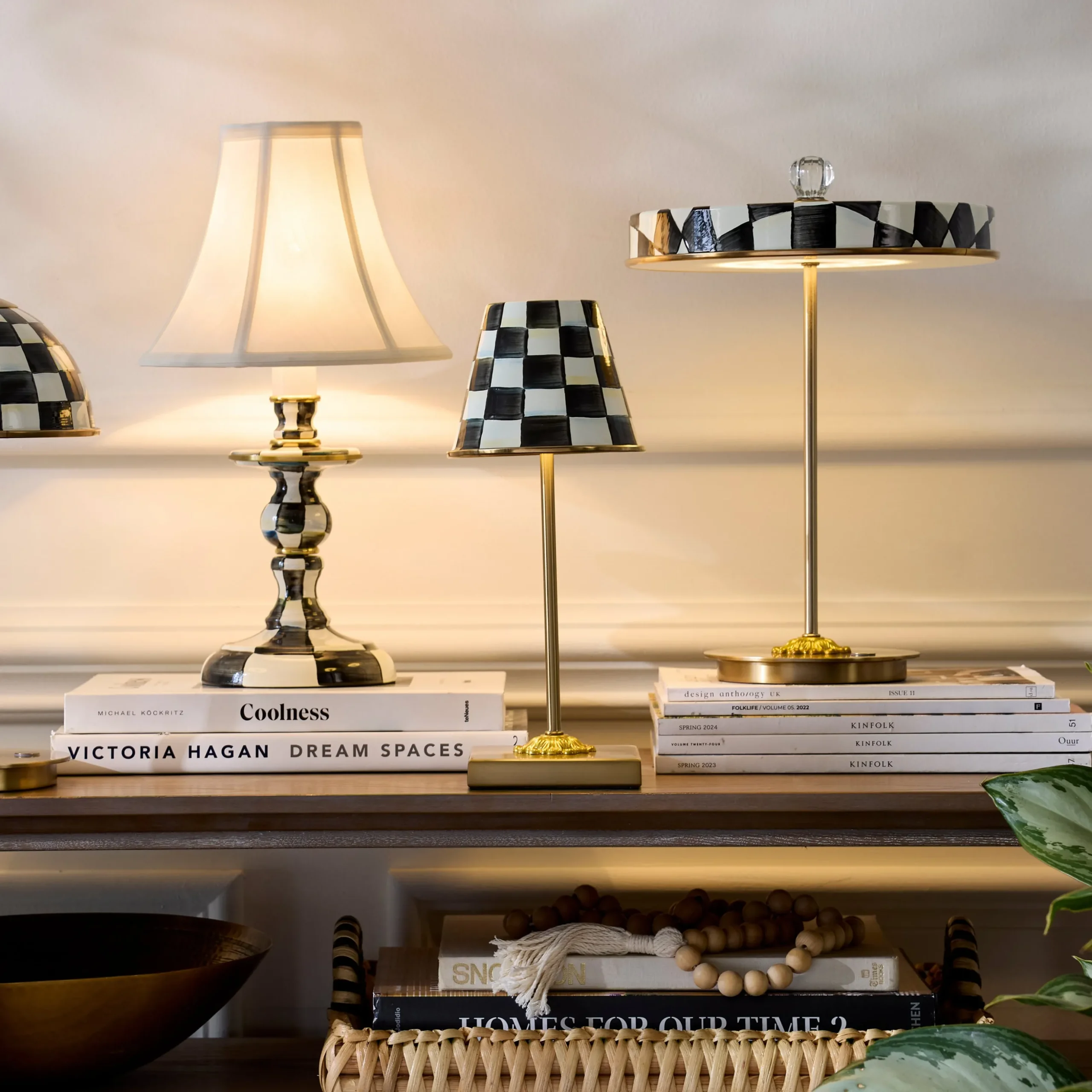 Courtly Check LED Rechargeable Cafe Table Lamp