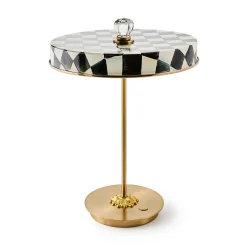 Courtly Check LED Rechargeable Disk Table Lamp