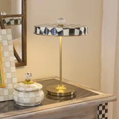 Courtly Check LED Rechargeable Disk Table Lamp