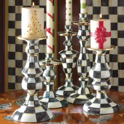 Courtly Check Medium Enamel Candlestick