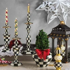 Courtly Check Medium Enamel Candlestick