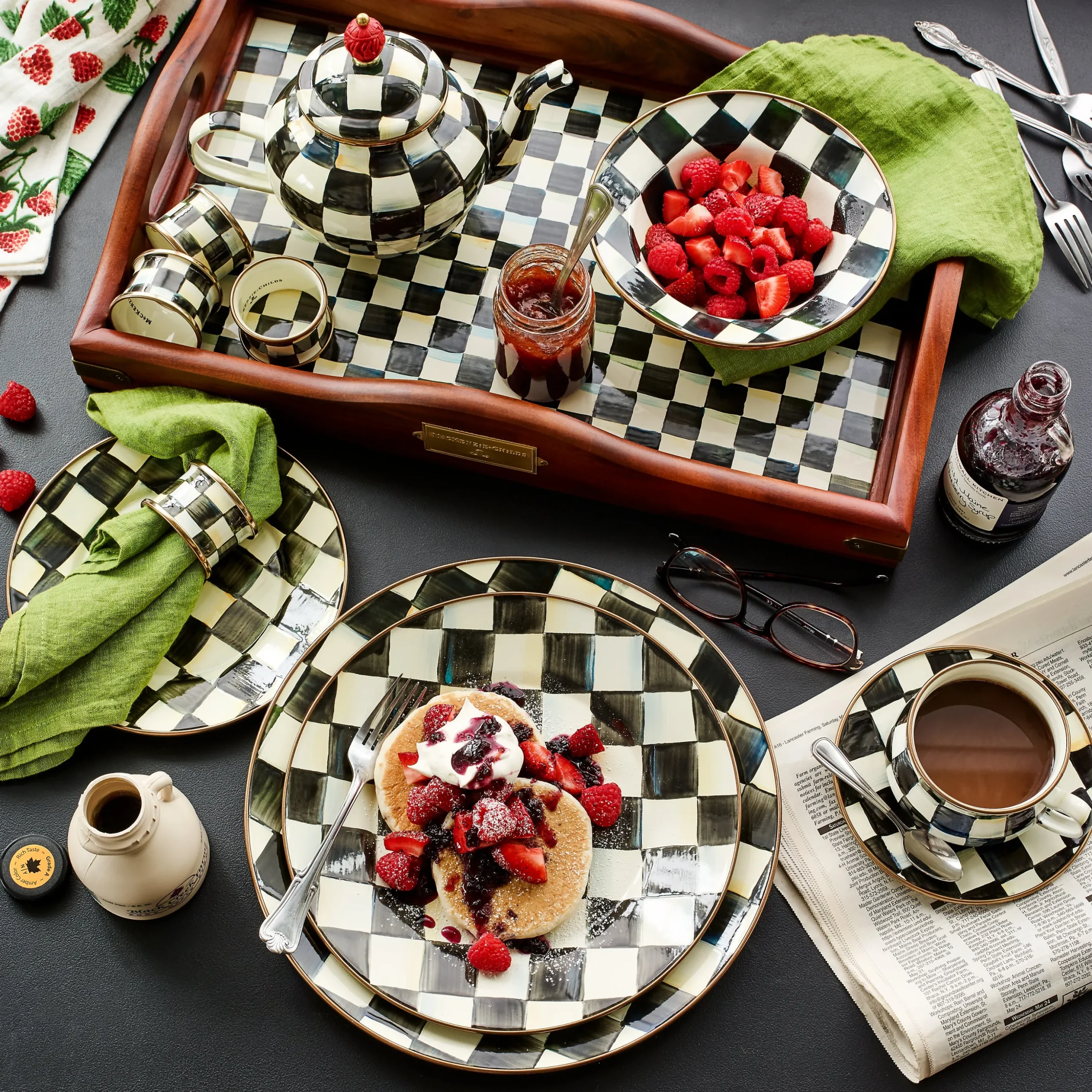Courtly Check Napkin Rings, Set of 4