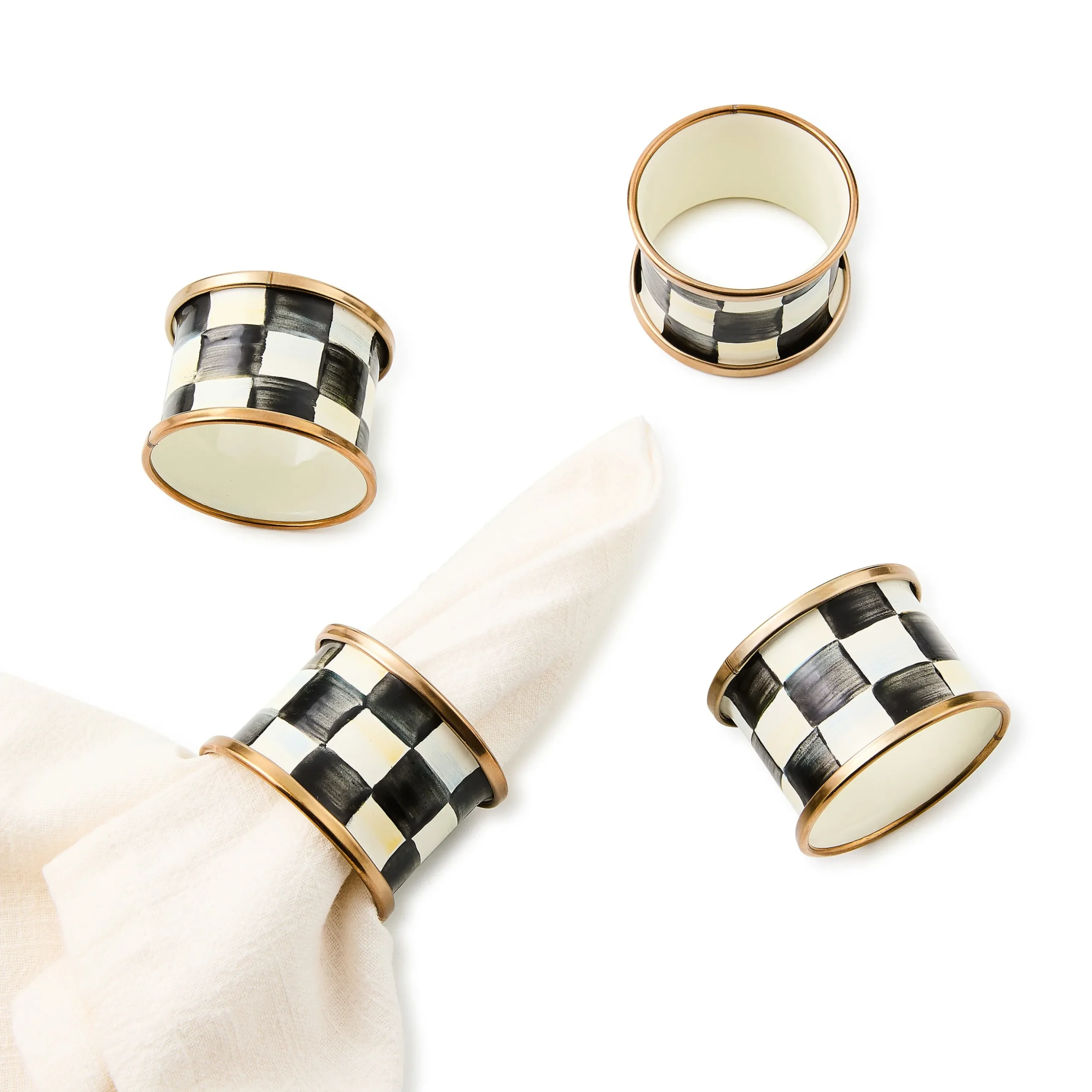 Courtly Check Napkin Rings, Set of 4