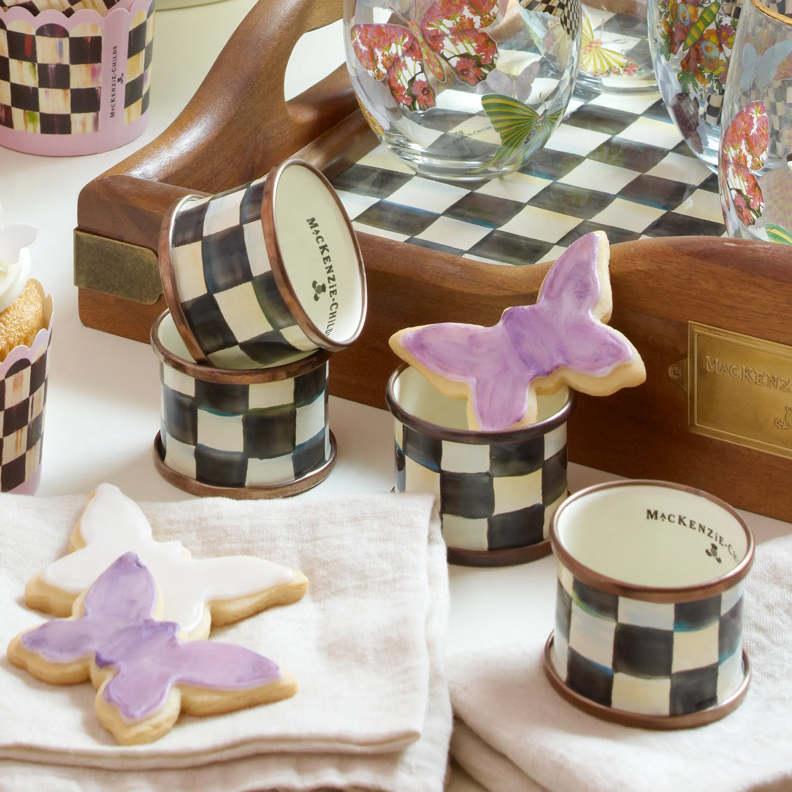 Courtly Check Napkin Rings, Set of 4