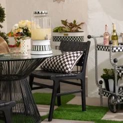 Courtly Check Printed Outdoor Lumbar Pillow