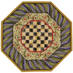 Courtly Check Purple & Green 5' Octagon Rug