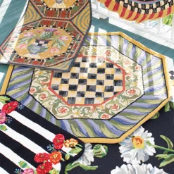 Courtly Check Purple & Green 5' Octagon Rug