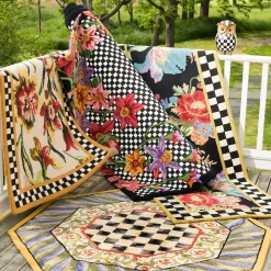 Courtly Check Purple & Green 5' Octagon Rug