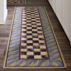 Courtly Check Purple & Green 2'6" x 8' Washable Runner