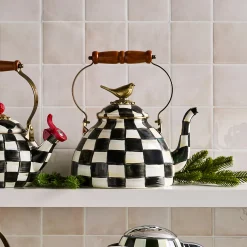 Courtly Check 3 Quart Tea Kettle with Bird