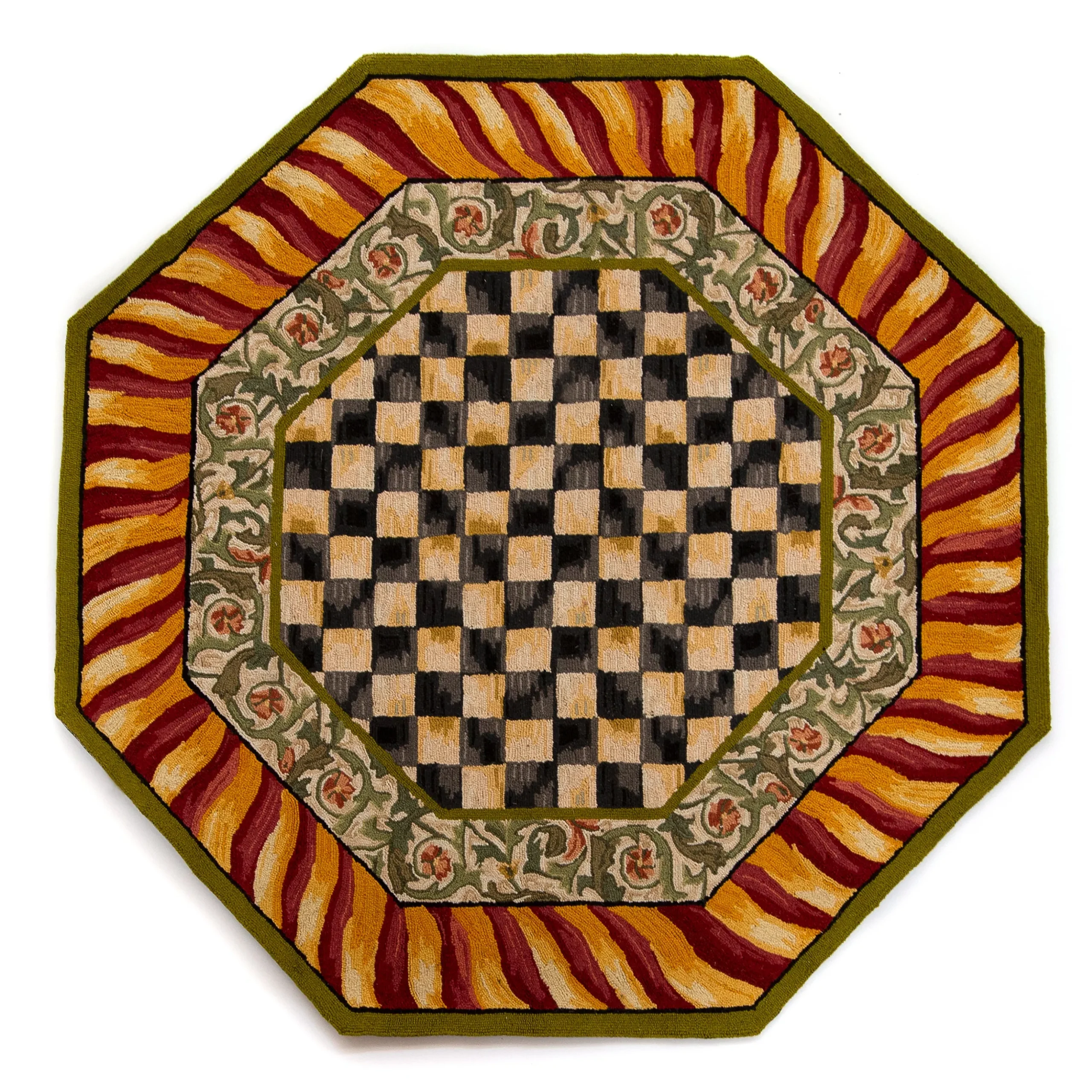 Courtly Check Red & Gold 6' Octagon Rug