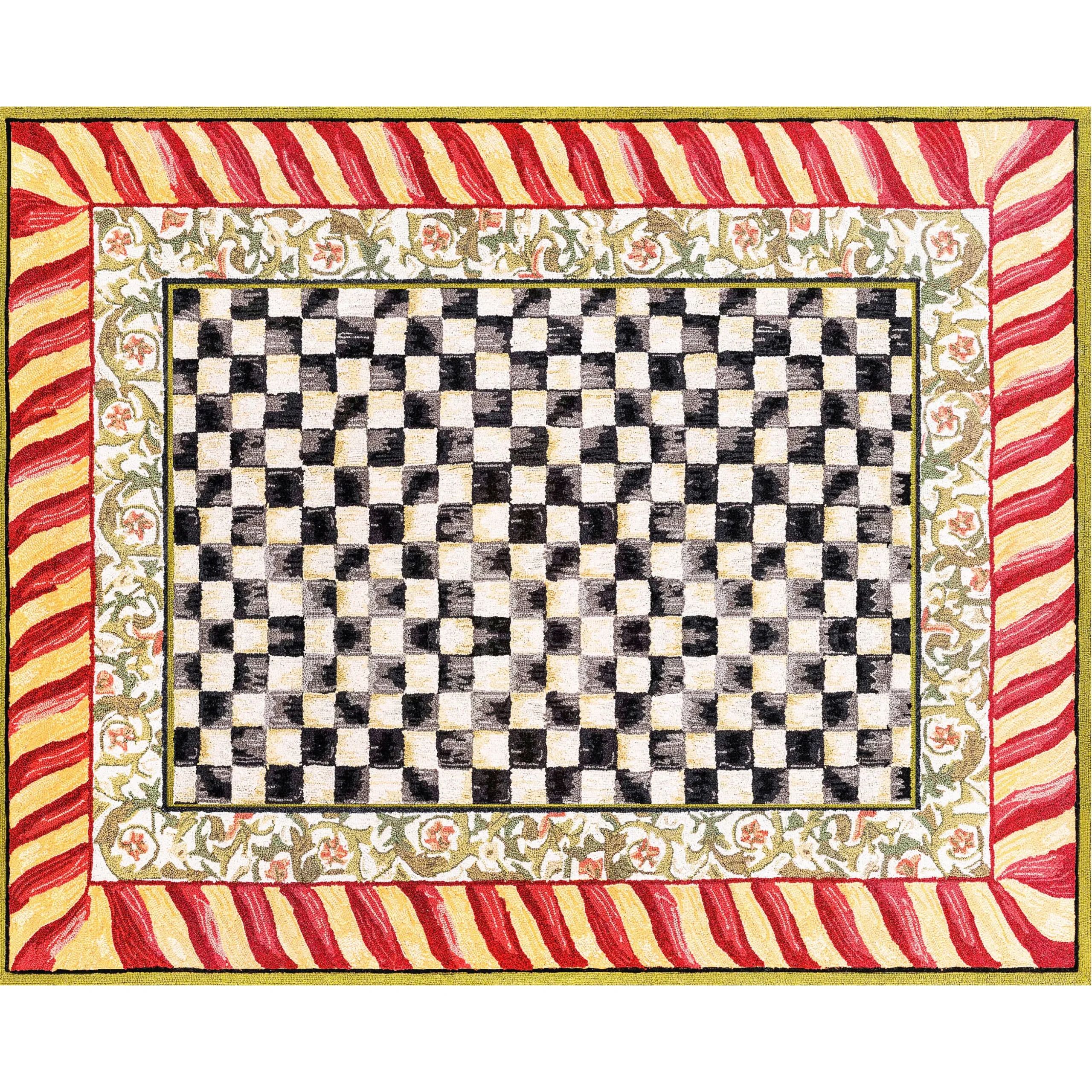 Courtly Check Red & Gold 8' x 10' Washable Rug