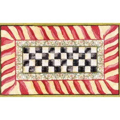Courtly Check Red & Gold 3' x 5' Washable Rug