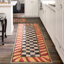 Courtly Check Red & Gold 2'6" x 8' Washable Runner