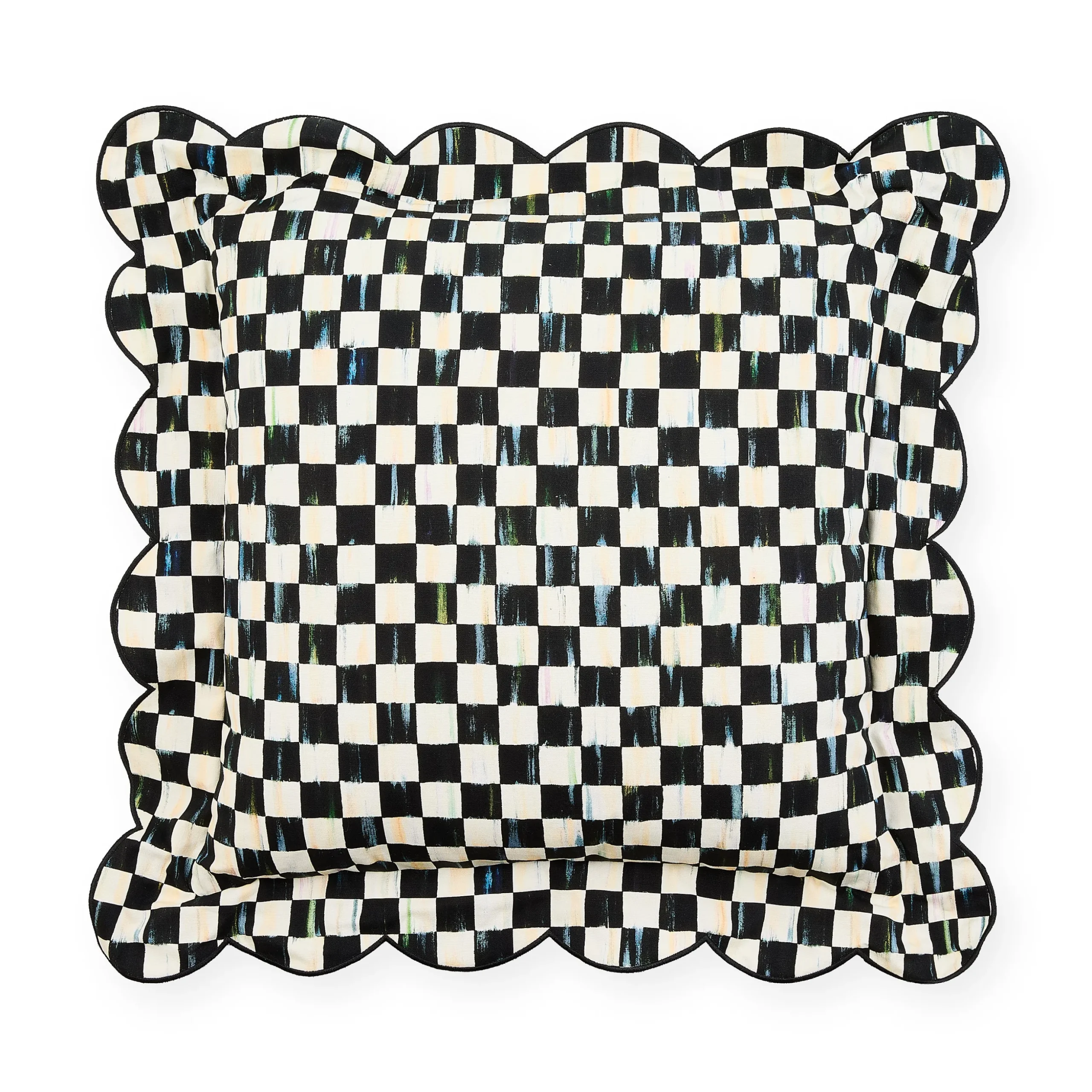 Courtly Check Reversible Scalloped Throw Pillow