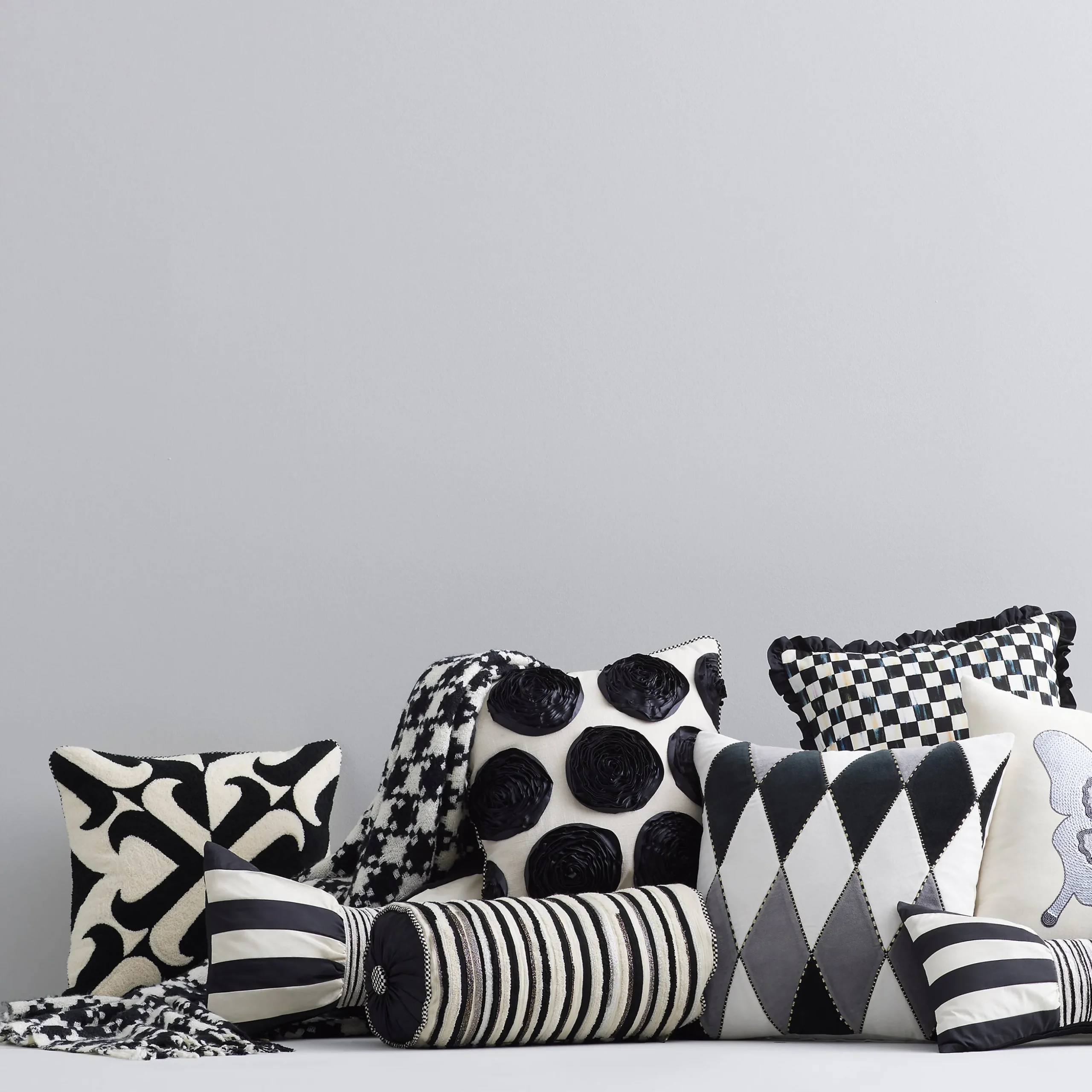 Courtly Check Ruffled Square Throw Pillow