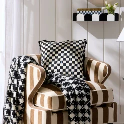 Courtly Check Ruffled Square Throw Pillow
