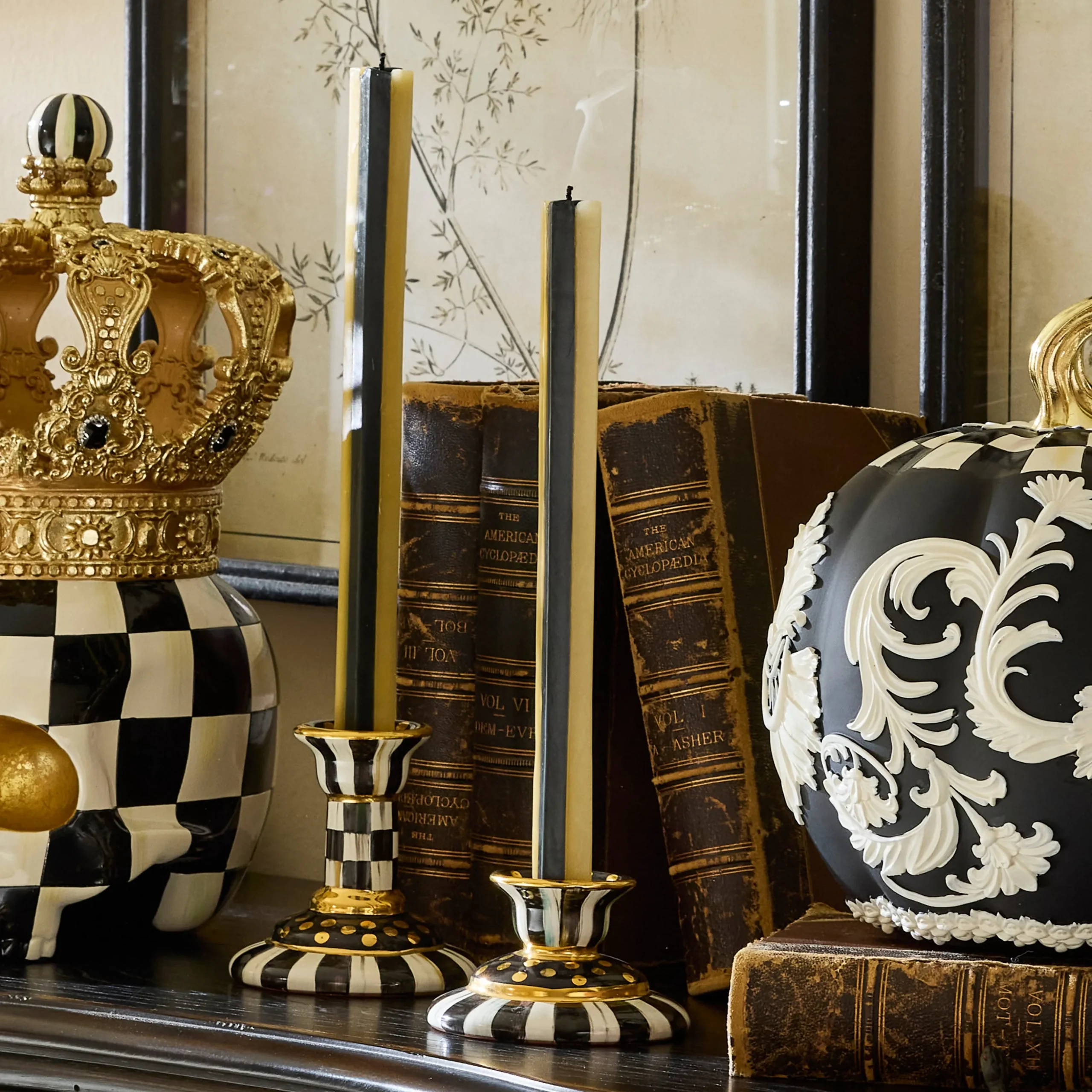 Courtly Check Small Ceramic Candlestick