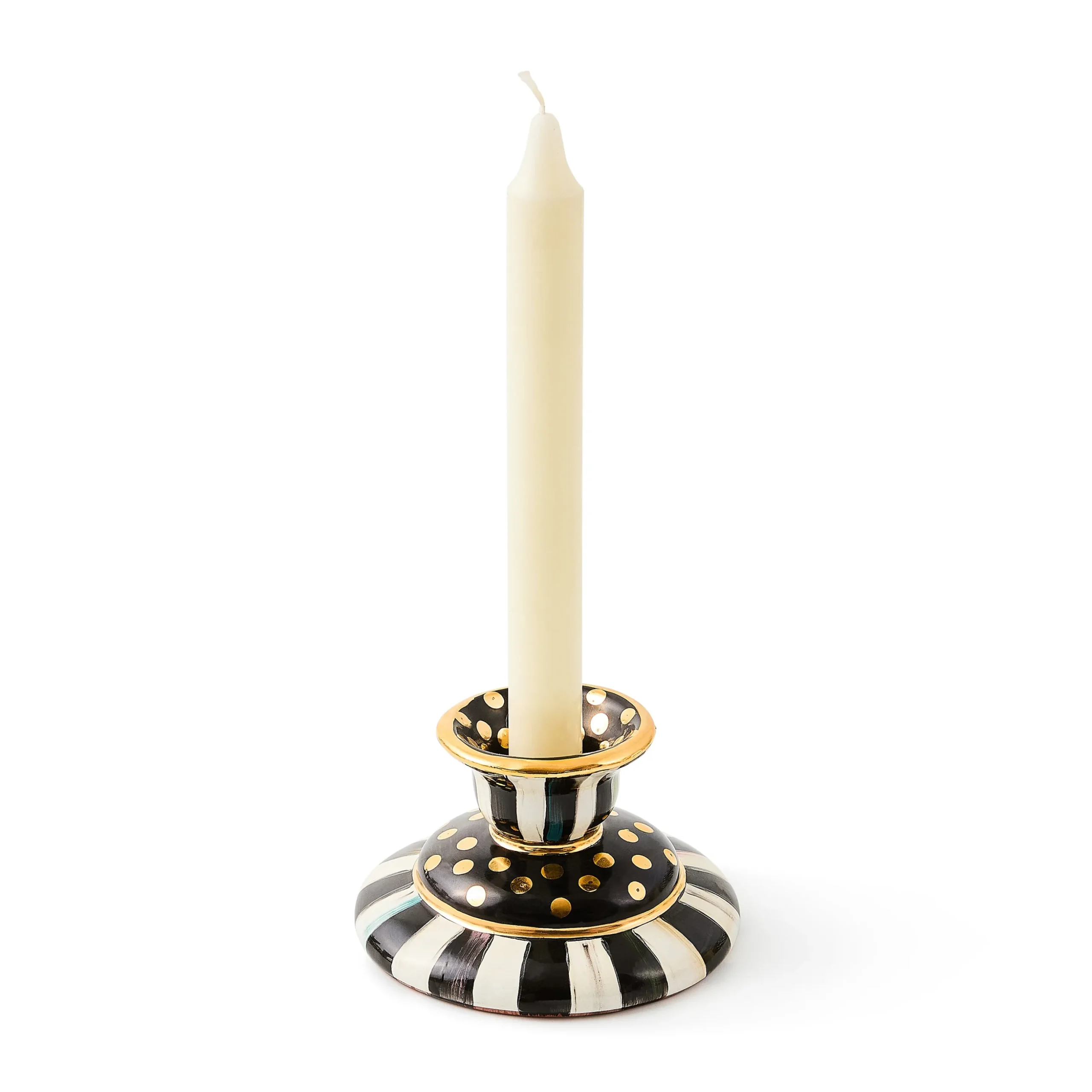 Courtly Check Small Ceramic Candlestick