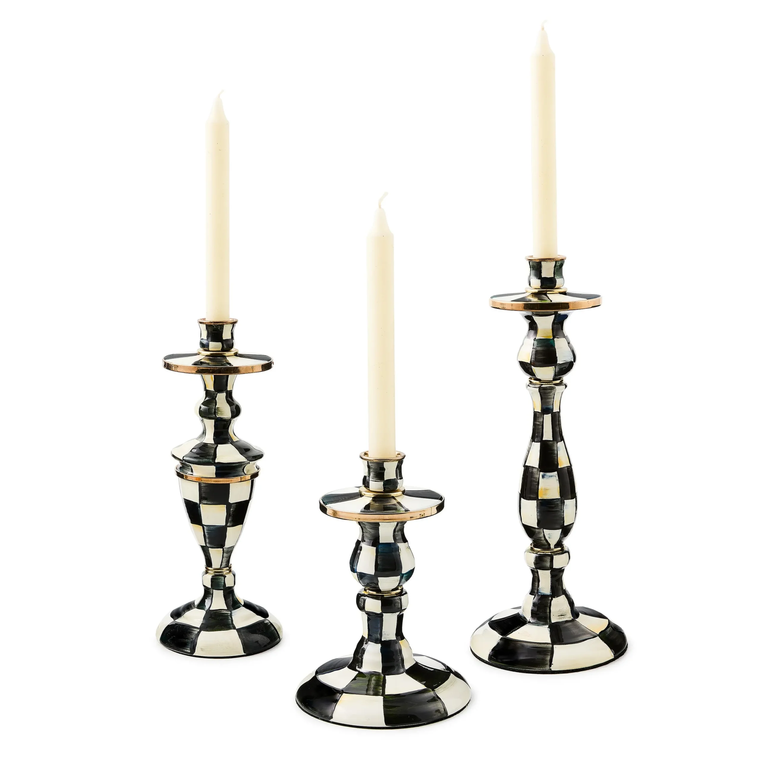 Courtly Check Small Enamel Candlestick