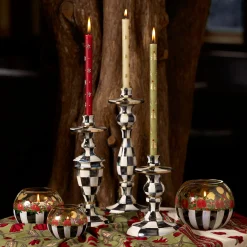 Courtly Check Small Enamel Candlestick