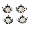 Courtly Check Teapot Napkin Rings, Set of 4