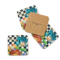 Courtly Flower Market Cork Back Coasters, Set of 4