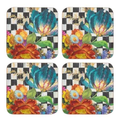 Courtly Flower Market Cork Back Coasters, Set of 4