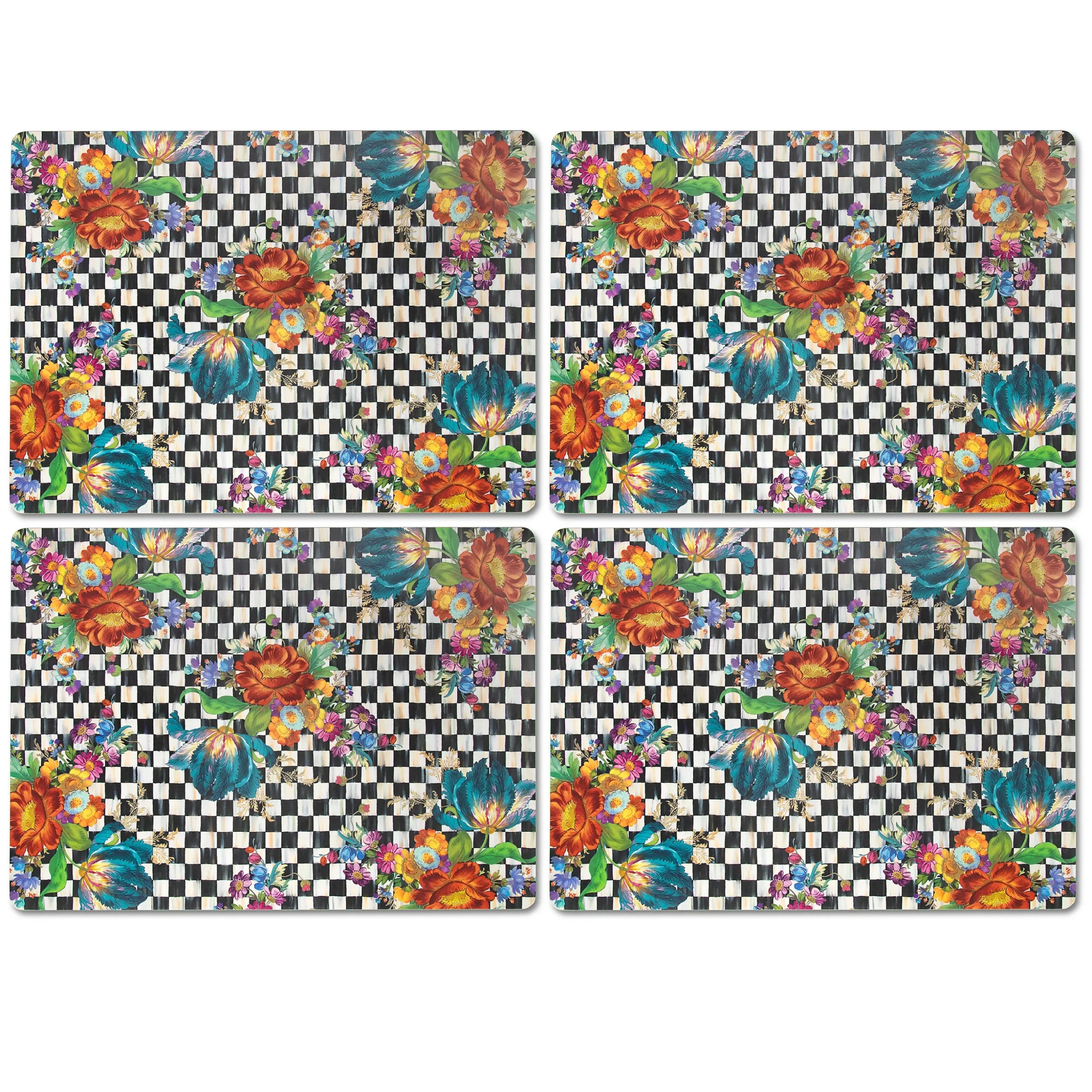 Courtly Flower Market Cork Back Placemats, Set of 4