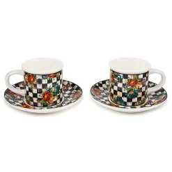 Courtly Flower Market Espresso Cup & Saucer, Set of 2