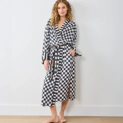 Courtly Flower Market Satin Robe, L/XL