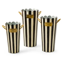 Courtly Stripe Flower Buckets, Set of 3