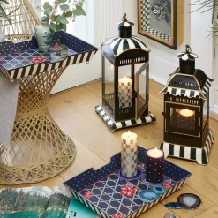 Courtly Stripe Large Candle Lantern