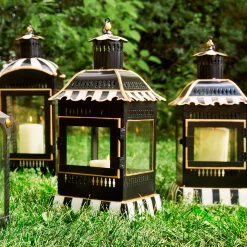 Courtly Stripe Large Candle Lantern
