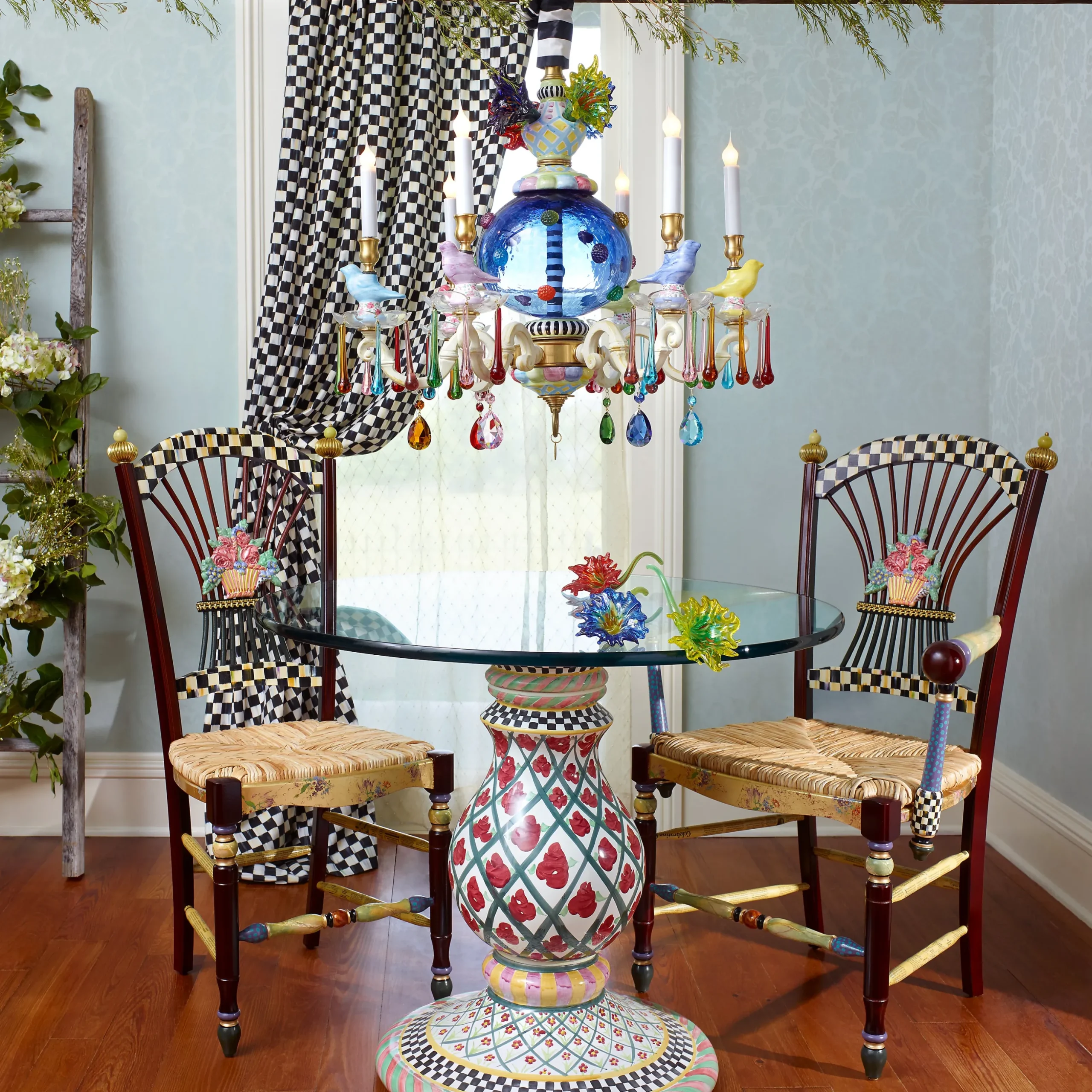 Dark Flower Basket Side Chair
