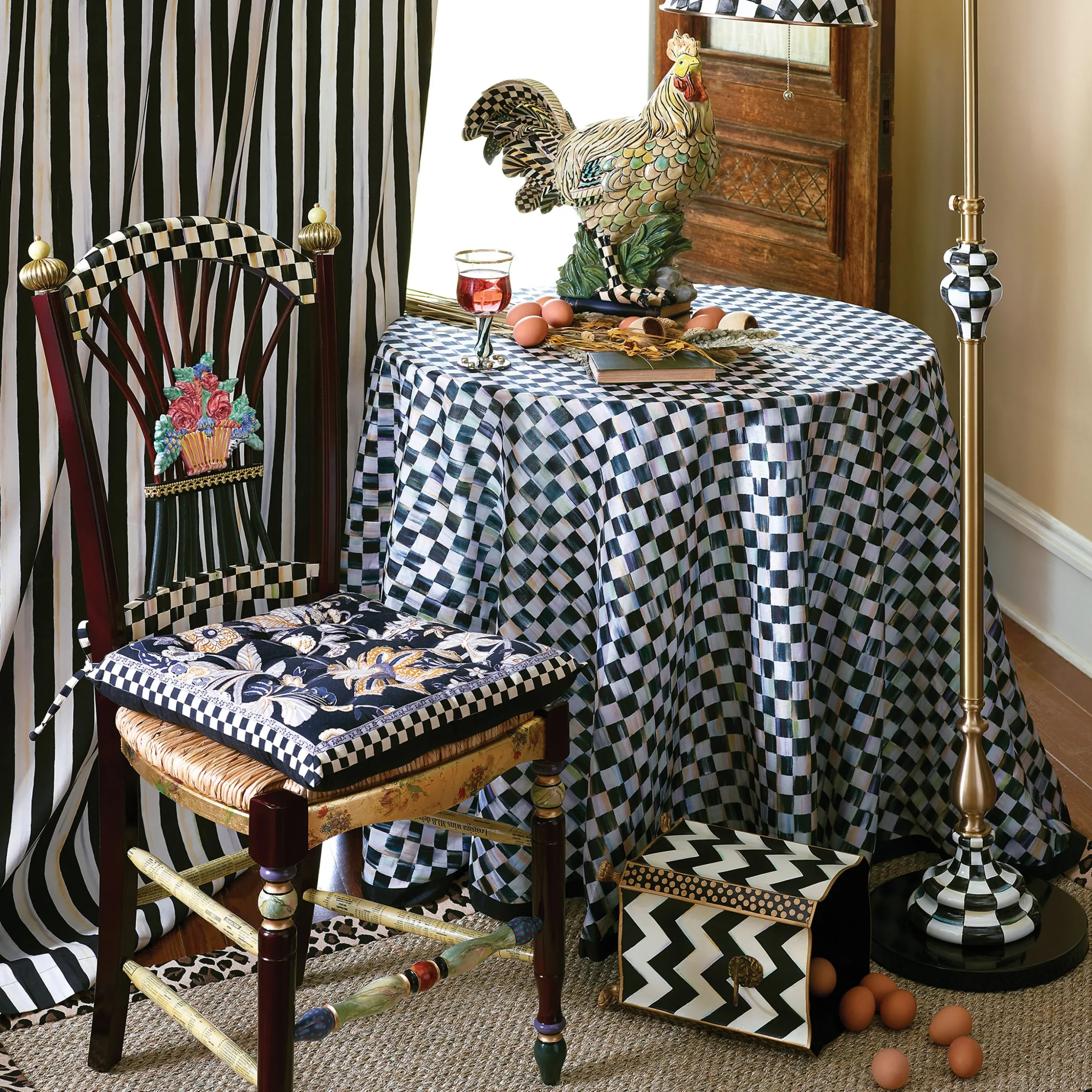 Dark Flower Basket Side Chair