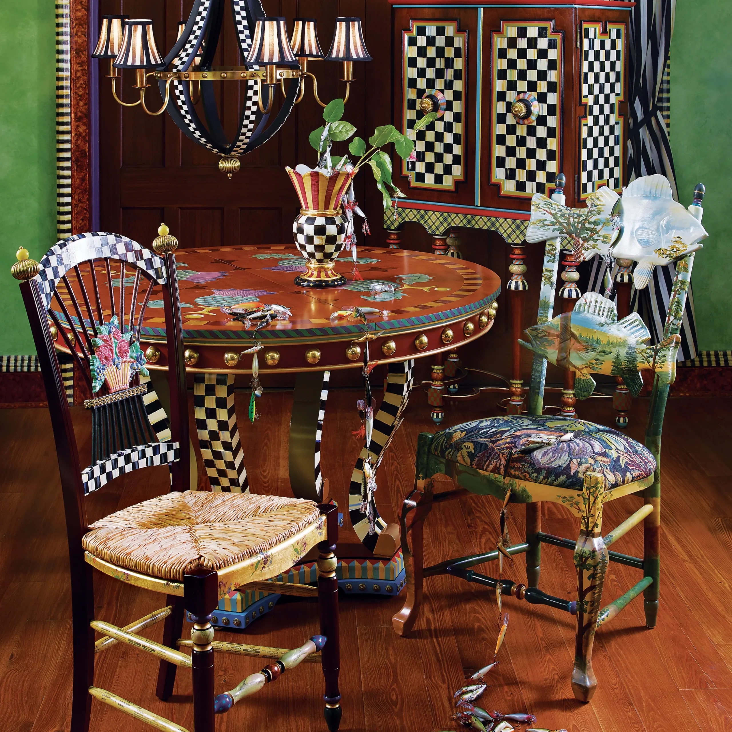 Dark Flower Basket Side Chair