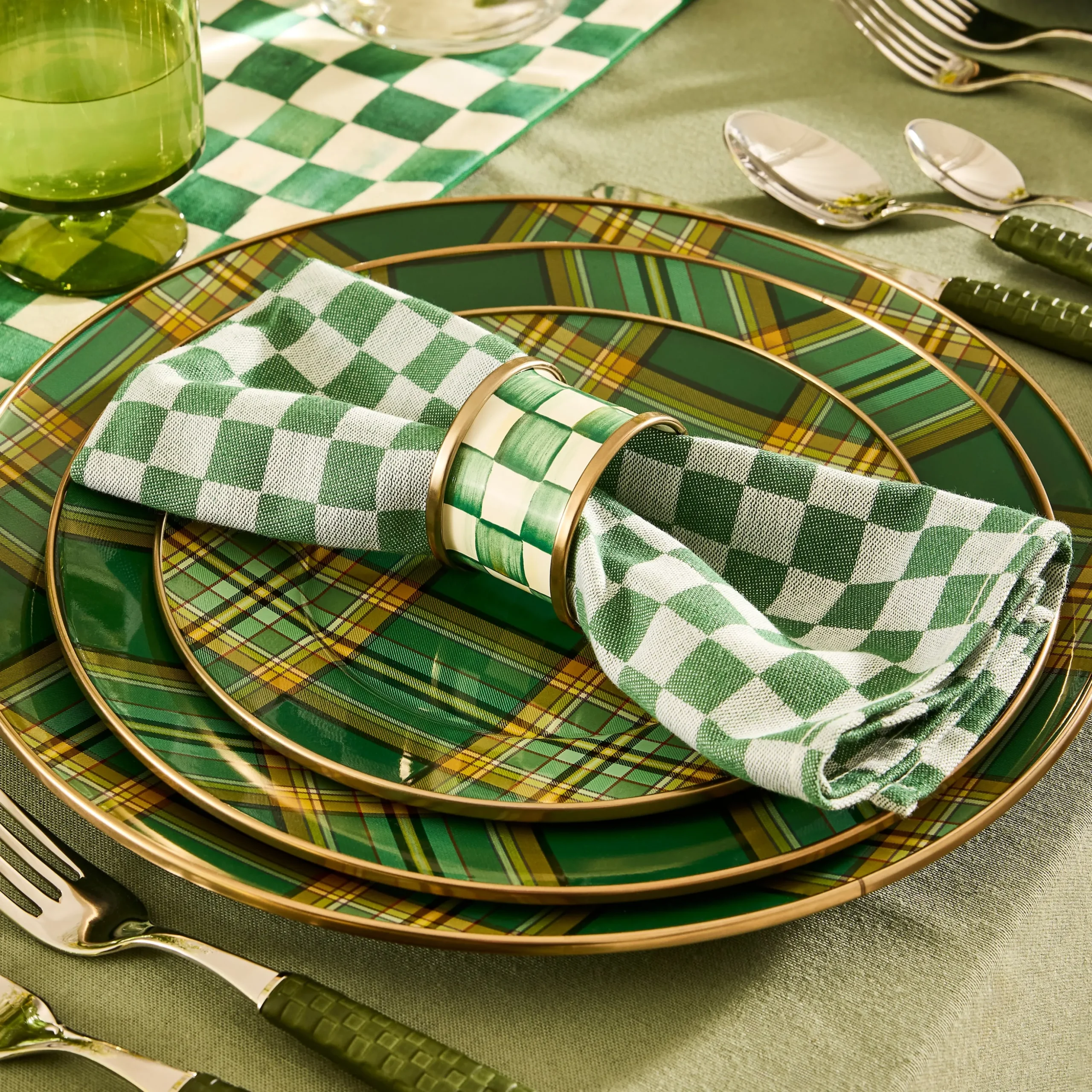 Dark Green Check Napkin, Set of 4