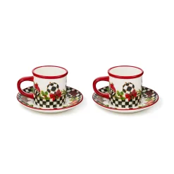 Deck the Halls Espresso Cup & Saucer, Set of 2