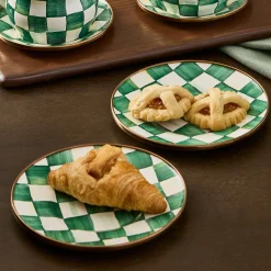 Emerald Check Appetizer Plates, Set of 4