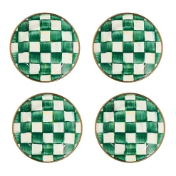 Emerald Check Appetizer Plates, Set of 4