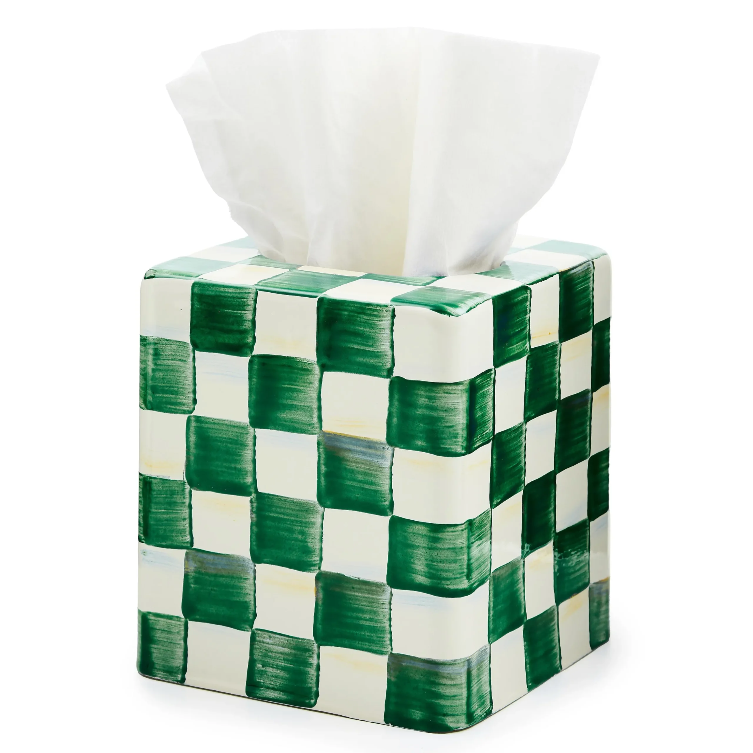 Emerald Check Boutique Tissue Box Cover