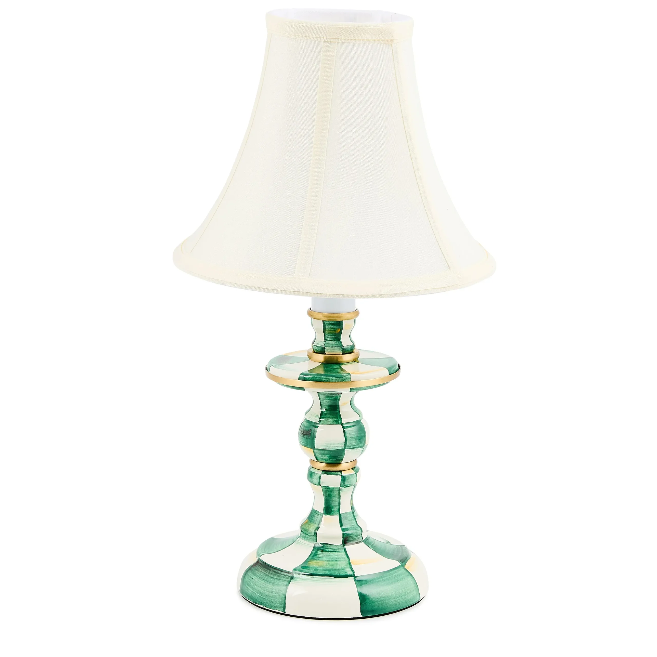 Emerald Check Candlestick Lamp