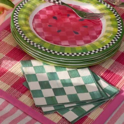 Emerald Check Cocktail Paper Napkins