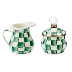 Emerald Check Creamer & Sugar Bowl Set