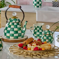 Emerald Check Creamer & Sugar Bowl Set