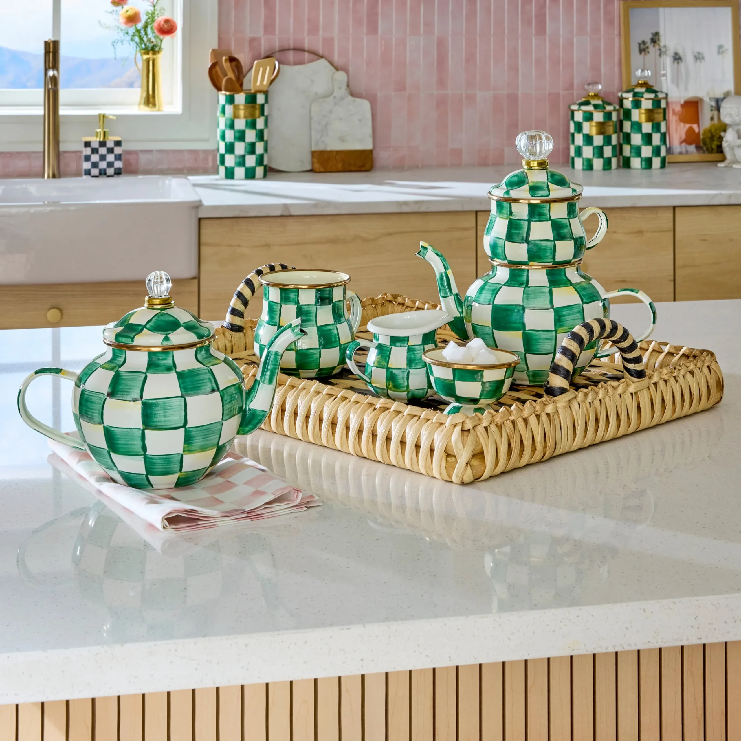Emerald Check 4 Cup Teapot
