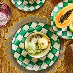 Emerald Check Dinner Plate